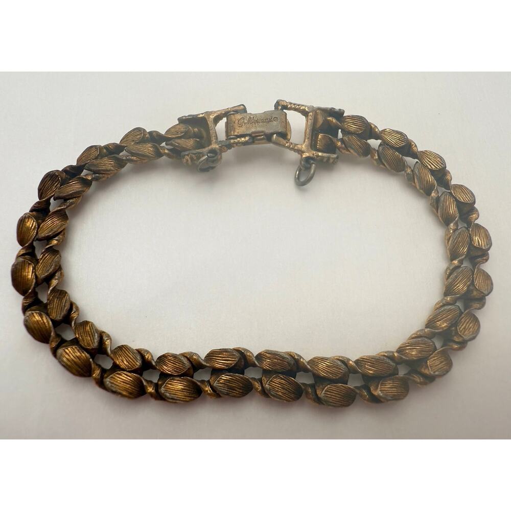 Vintage 60s Signed Goldette Victorian Revival Bracelet Russian Gold